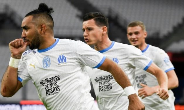 Marseille players celebrate Payet's goal