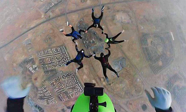 PRESS: Professional barachuters skydiving over the New Administrative Capital, East of Cairo