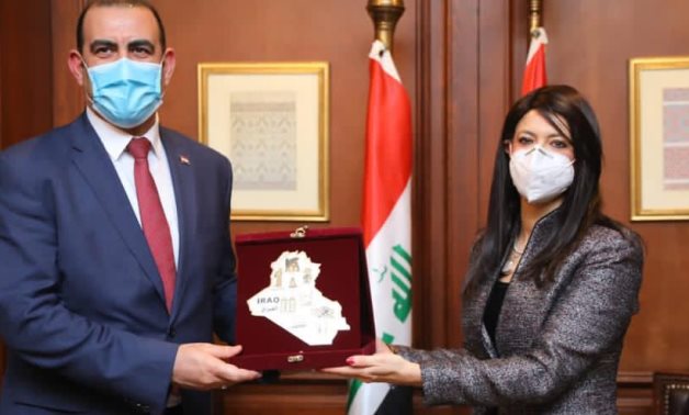 Minister of International Cooperation, Dr. Rania Al-Mashat, and Iraq’s Minister of Planning, Dr. Khaled Battal during the meeting- press photo