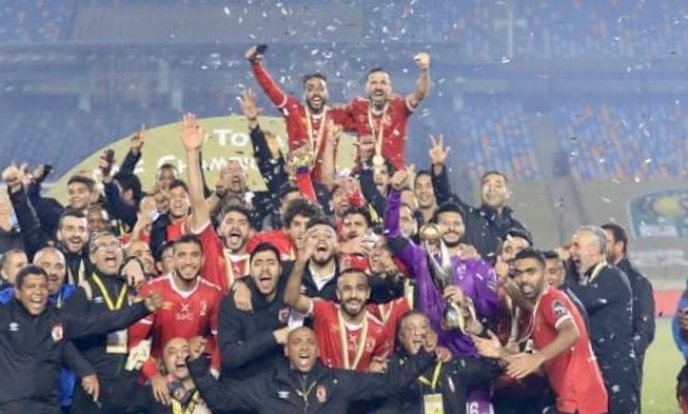 File- Al Ahly players celebrate CAF Champions League title, courtesy of Al Ahly website 