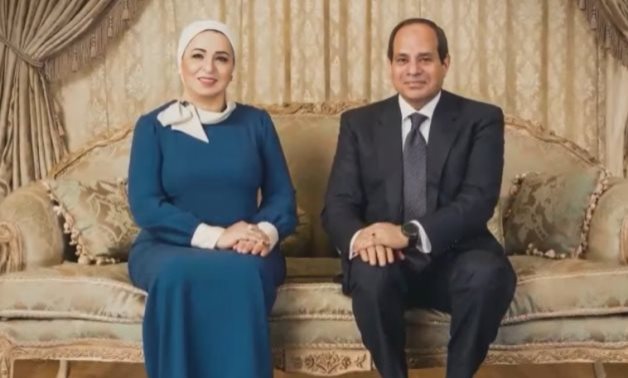 Egyptian President Abdel Fattah El Sisi and First Lady Entissar Amer