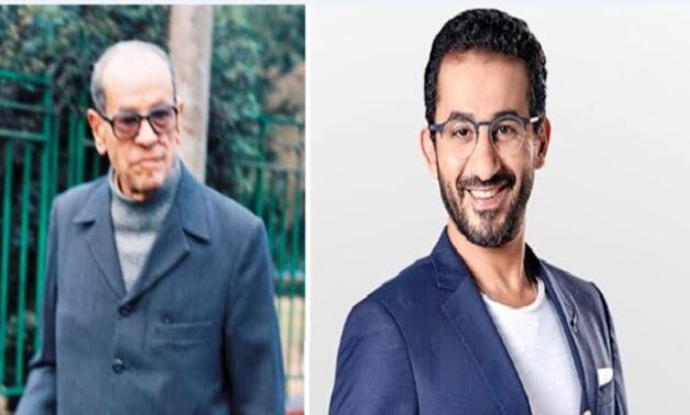 File: Naguib Mahfouz and Ahmed Helmy.
