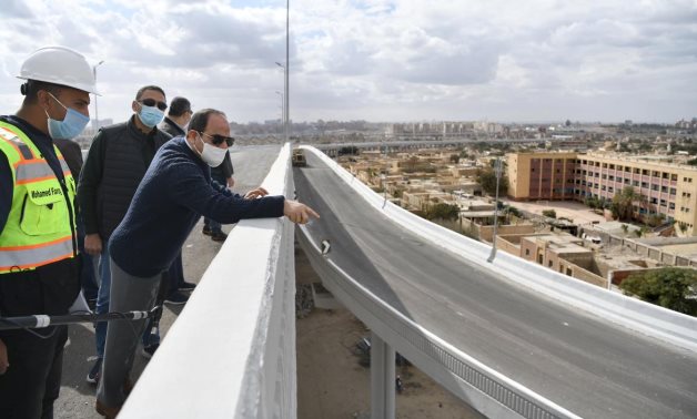 Egypt’s President Abdel Fattah El Sisi inspected on Friday a number of road development projects in Greater Cairo - Presidency 