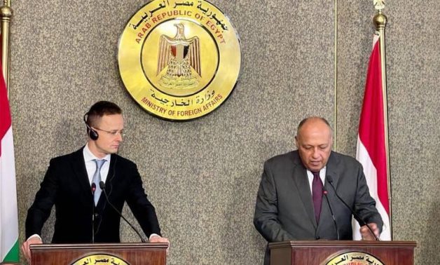 Foreign Minister of Egypt and Hungary in Cairo on Feb. 23, 2021 - Press photo