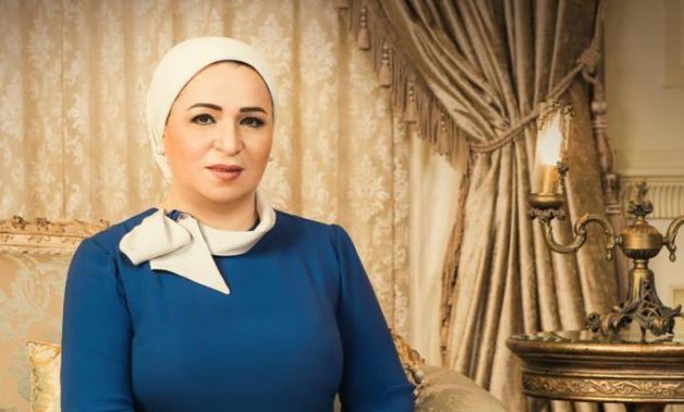 FILE - Egypt's First Lady Entissar Amer
