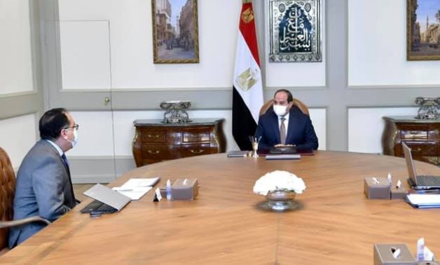 Egypt’s President Abdel Fattah El-Sisi meets with Prime Minister Mostafa Madbouly and Industry Minister Nevine Gamea – Presidency