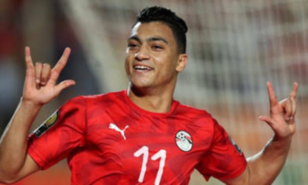 Mostafa Mohamed celebrates scoring for Egypt, Reuters