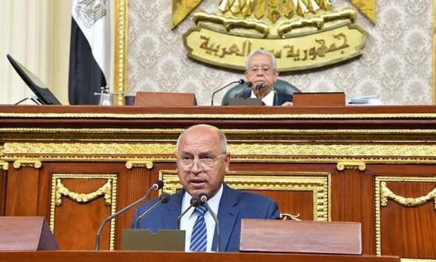 Minister of Transportation kamel al-Wazir delivering a speech before the House of Representatives on April 26, 2021. Press Photo 