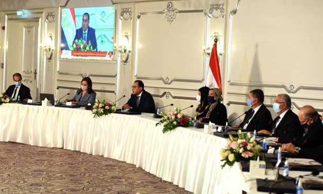 Prime Minister Mostafa Madbouli launching the 'National Program for Economic Restructural Reforms' in official ceremony on April 27, 2021. Press Photo 