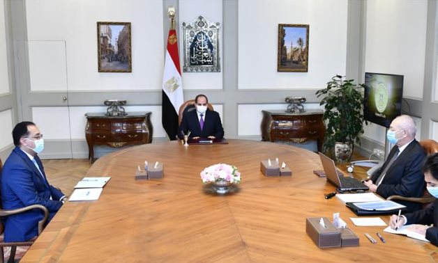 Egypt’s President Abdel Fattah El-Sisi meets with Prime Minister Mostafa Madbouly and SCZone Chairman Mohamed Yehia Zaki – Presidency 