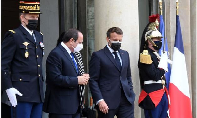 file- President Abdel Fattah El-Sisi meets with French President Emmanuel Macron at the Elysee Palace in Paris on Monday, May 17, 2021- press photo
