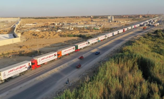 Tahya Misr Fund aid convoy on the way to Gaza - Tahya Misr Fund Facebook page