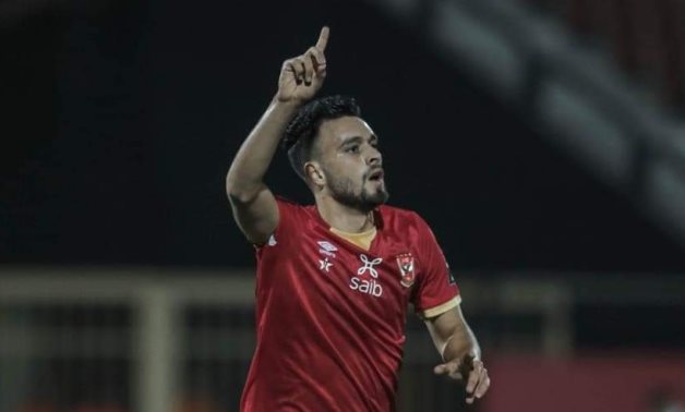 Al Ahly's winger Salah Mohsen celebrates his goal against Mamelodi Sundowns, courtesy of Al Ahly website