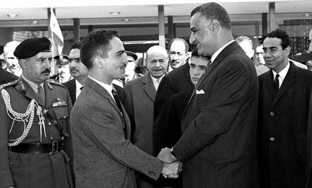 Former Egyptian President Gamal Abdel Nasser (R) with former King of Jordan King Hussein - Pinterest