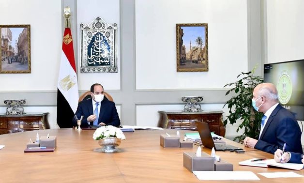 Meeting of President Abdel Fatah al-Sisi with Minister of Transportation Kamel al-Wazir on June 6, 2021. Press Photo 