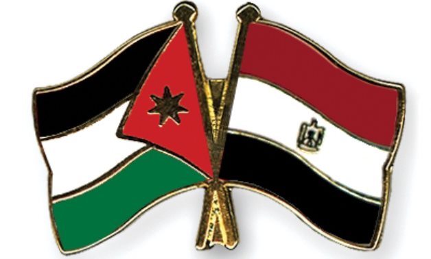 Flags of Egypt and Jordan - Crossed Flags Pins