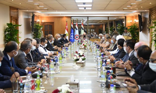 Egypt’s Defense Minister Mohamed Zaki meets with a delegation from the House of Representatives’ defense and national security committee  - Egyptian Military spox