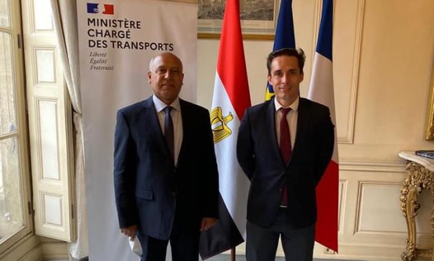 Minister of Transportation Kamel al-Wazir and his French counterpart John-Baptiste Lemoyne in a meeting on July 6, 2021. Press Photo 