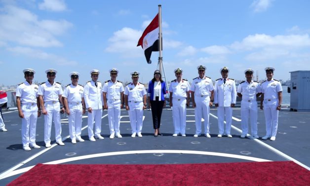 Minister of Immigration and Egyptian Expatriates Affairs Nabila Makram at Ras El-Tin Naval Base in Alexandria on July 14, 2021. Press Photo 