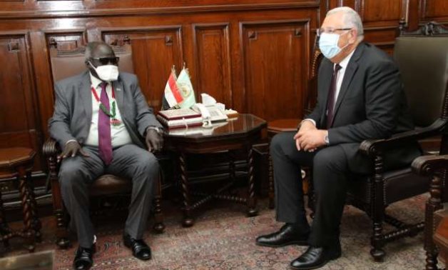 Minister of Agriculture and Land Reclamation Al sayed al-Qusair and South Sudanese minister of animal resources and fisheries in Cairo, Egypt on July 27, 2021. Press Photo