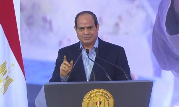 Egypt’s President Abdel Fattah El-Sisi attended on Saturday breakfast with Egyptian families on the sidelines of the inauguration of a number of housing projects in Badr city  - Presidency/screenshot