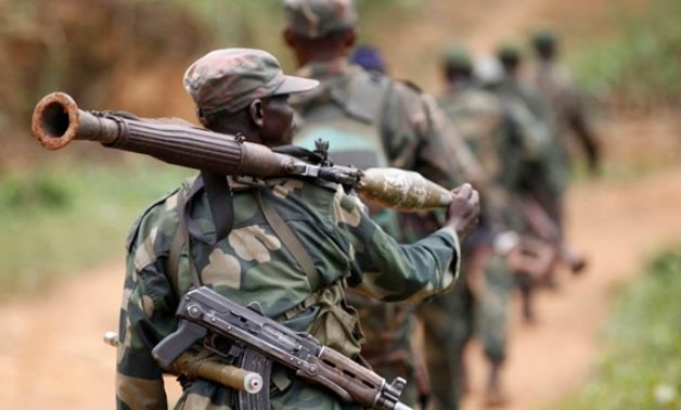 Congolese military personnel patrol against the Allied Democratic Forces and the National Army for the Liberation of Uganda rebels near Beni in North-Kivu province in 2013. REUTERS/FILE