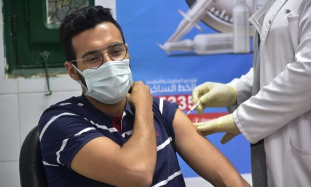 A citizen taking the coronavirus vaccine in Upper Egypt’s Qena – Health Ministry