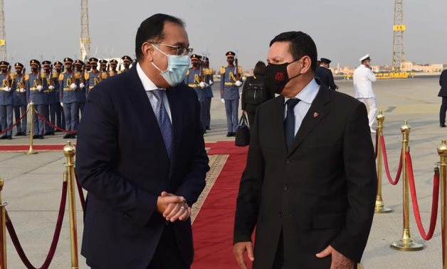 Egypt's Prime Minister Mostafa Madbouly receives Brazilian Vice President Antônio Hamilton Mourão in Cairo International Airport - Egyptian Cabinet