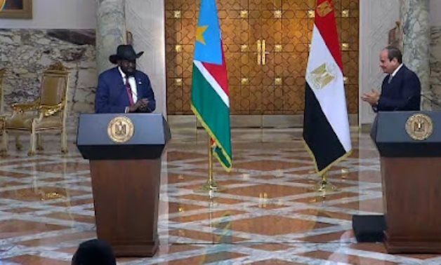 Egyptian President Abdel Fattah el-Sisi and South Sudanese President Salva Kiir in Cairo Oct. 10, 2021 - Youtube still