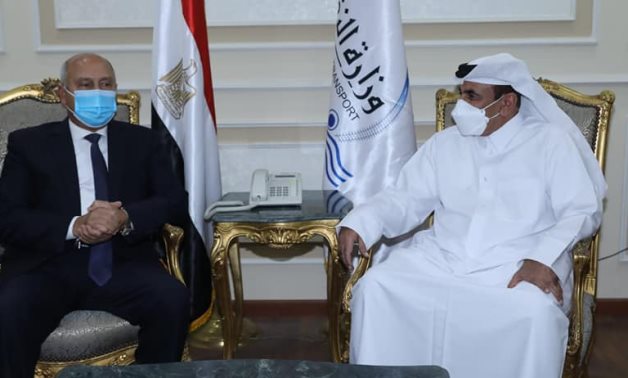 Egyptian Minister of Transport,  Kamal Al-Wazir met with his Qatari counterpart Jassim bin Saif Al Sulaiti in Cairo- press photo