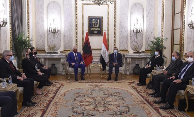 Egyptian Prime Minister Moustafa Madbouli and number of ministers meet with and Albanian Premier and his accompanying delegation in Cairo- Press photo