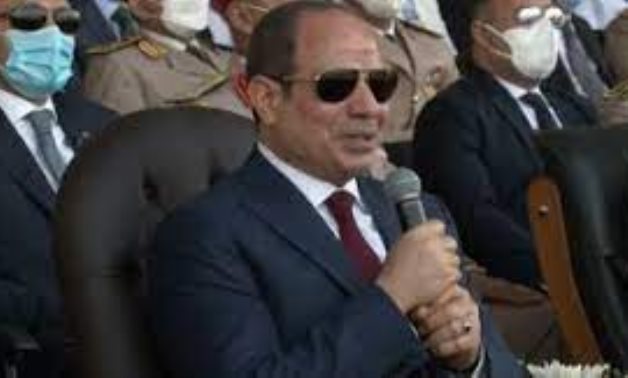 President Abdel Fatah al-Sisi addressing graduating students in 2021 commencement of military schools in Cairo, Egypt on October 25, 2021. TV screenshot  