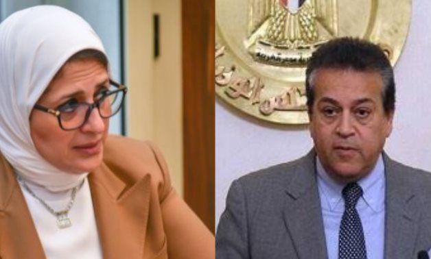 Health Minister Hala Zayed (L) and Minister of Higher Education Khaled Abdel-Ghaffar (R)- collaged photo/ Egypt Today via Canva