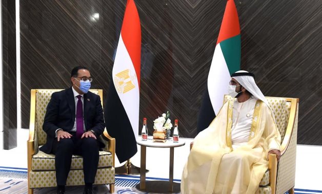 Egyptian Prime Minister  Moustafa Madbouli meets with UAE  ruler of Dubai Sheikh Mohammed bin Rashid Al Maktoum meets in Dubai- press photo 