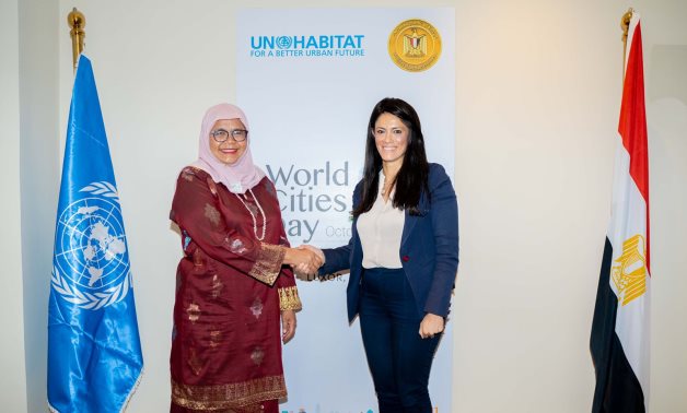 Minister of International Cooperation Rania Al-Mashat and the Executive Director and the Under-Secretary-General of the United Nations Human Settlements Programme, Maimunah Sharif