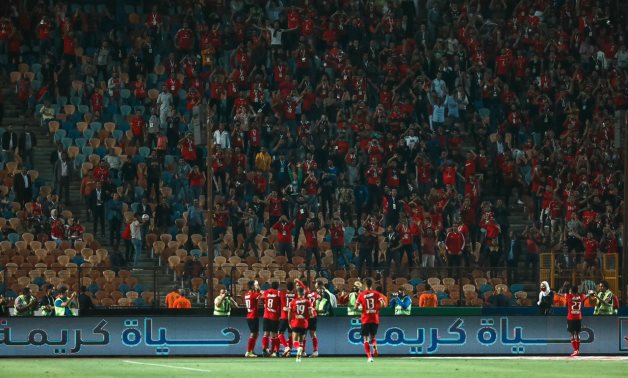 File- Al Ahly players celebrate scoring against Zmalaek, Courtesy of Al Ahly Twitter account 