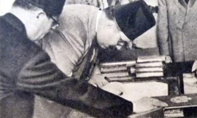 FILE - King Farouk launching "Library Of Princess Feryal" in 1945