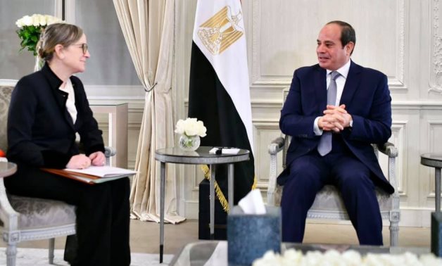 Egypt’s President Abdel Fattah El-Sisi meets with Tunisian Prime Minister Najla Bouden in Paris – Egyptian Presidency 