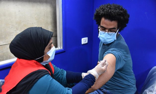 An Egyptian citizen gets a coronavirus vaccine shot - Egyptian Health Ministry