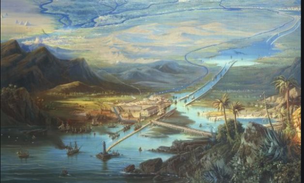 Painting of Austrian artist Albert Ziegler of the Suez Canal - ET
