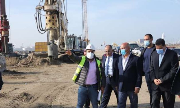 Construction site at Damietta Port visited by Transportation Minister Kamel al-Wazir on November 28, 2021. Press Photo