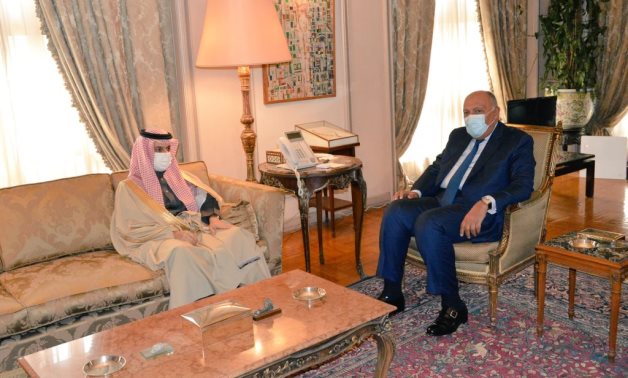 Egypt’s Foreign Minister Sameh Shoukry received on Thursday his Saudi counterpart, Prince Faisal bin Farhan - Egyptian Foreign Ministry