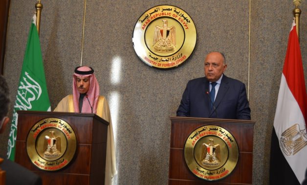 Saudi Foreign Minister Prince Faisal bin and Egyptian Foreign Minister Sameh Shoukry hold a press conference in Cairo – Egyptian Foreign Ministry