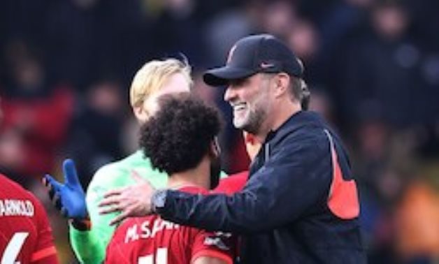 Liverpool manager Juergen Klopp with Mohamed Salah Action Images via Reuters/David Klein