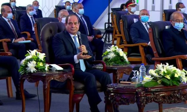 Egypt’s President Abdel Fattah El-Sisi speaks during the inauguration of a number of developmental projects in Upper Egypt – Presidency/Screenshot