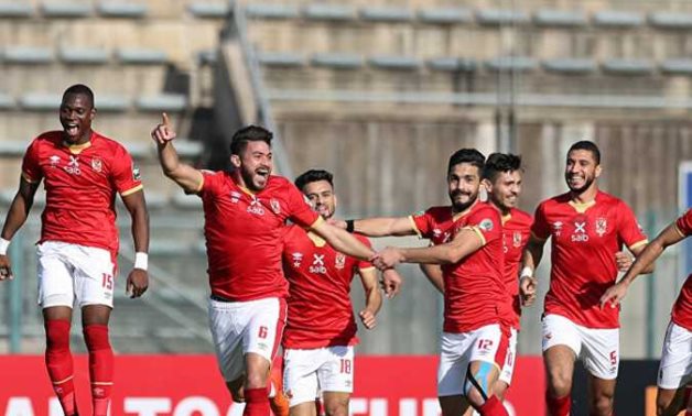 File- Yasser Ibrahim celebrates scoring for the Red Eagles 