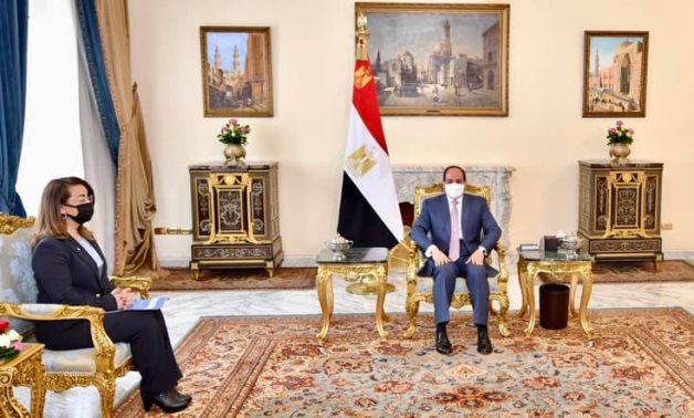 Egyptian President Abdel Fattah El-Sisi meets with Executive Director of the UNODC Ghada Waly - Egyptian Presidency 