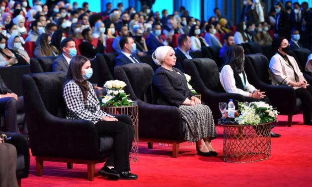 Egypt’s First Lady expresses pleasure touring Haya Karima, Torathna exhibitions at WYF 