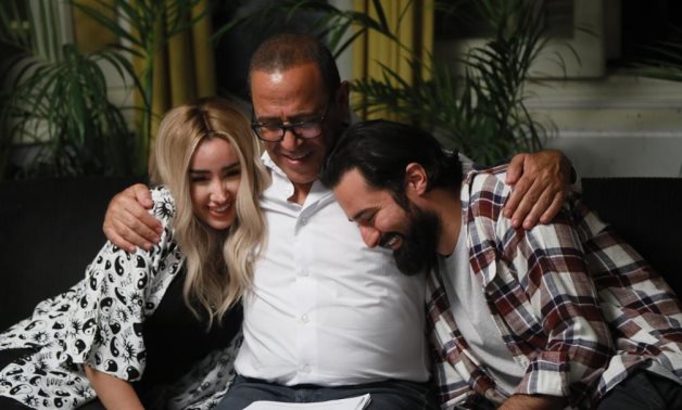 File: Ashraf Abdel Baky, Ahmed Hatem and Hannah el Zahed from behind the scenes of “Ana W Heya” series.