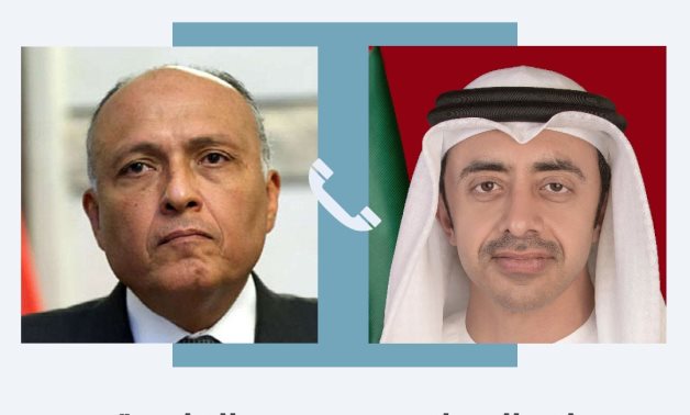 Egyptian Foreign Minister Sameh Shoukry made a phone call with  Emirati Minister of Foreign Affairs and International Cooperation Sheikh Abdullah bin Zayed Al Nahyan,- press photo